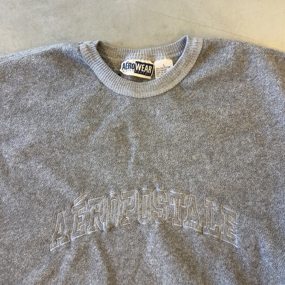Aeropostale AeroWear Mens Gray Fleece Crewneck Sweatshirt Large Vintage 90s - Picture 2 of 7